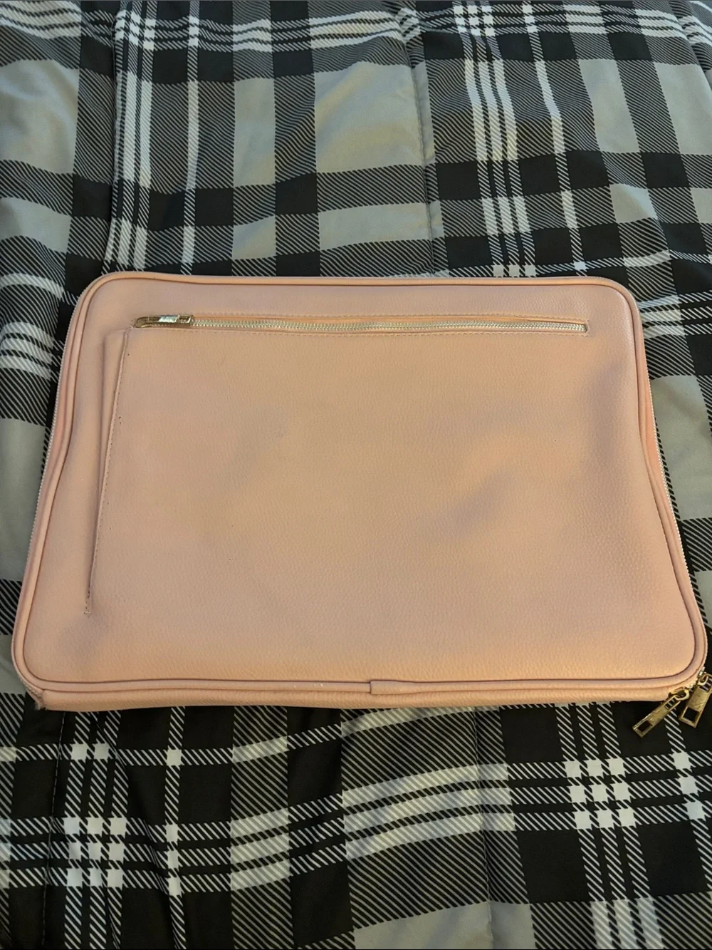 Baby Pink Leather Laptop Sleeve
